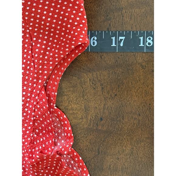 Retro Red Polka Dot Wrap Peplum Top Sz L Sleeveless Rockabilly Pin Up Girl Style - Picture 6 of 11